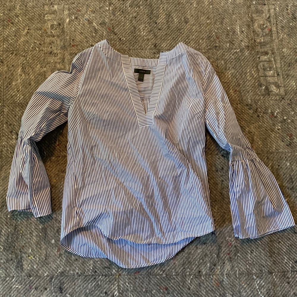 J.Crew blue and white striped top.